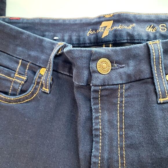 7 For All Mankind "the Skinny" Jeans Women's 31 Dark WASH Blue Denim Pants - Picture 3 of 6